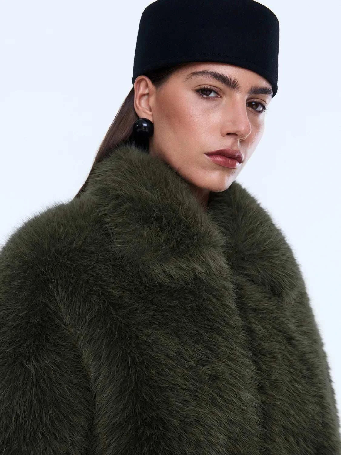 Ena Pelly Daphne Faux Fur Bomber Olive