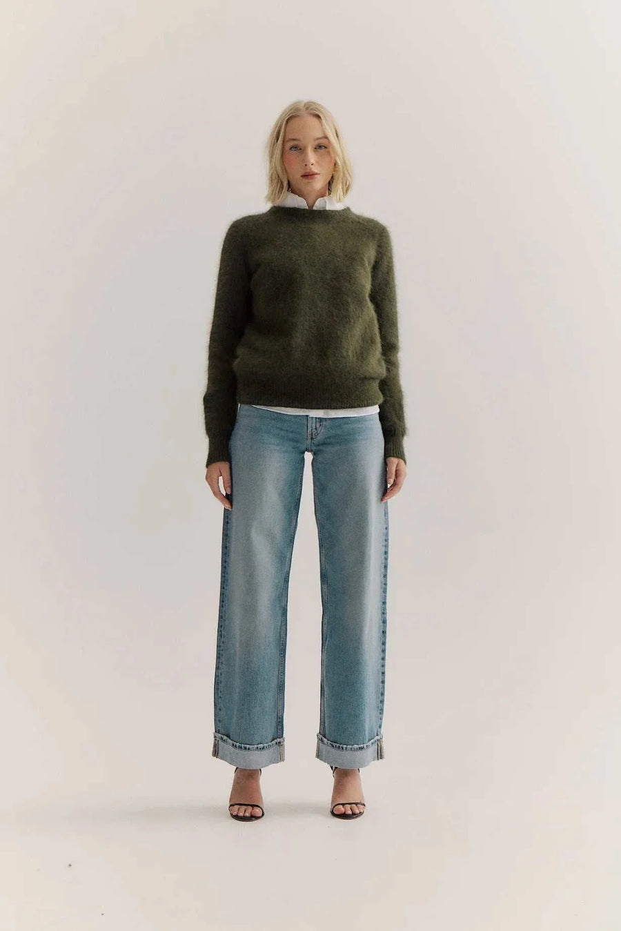 World of Nomads Adele Cashmere Crew Neck Knit Moss