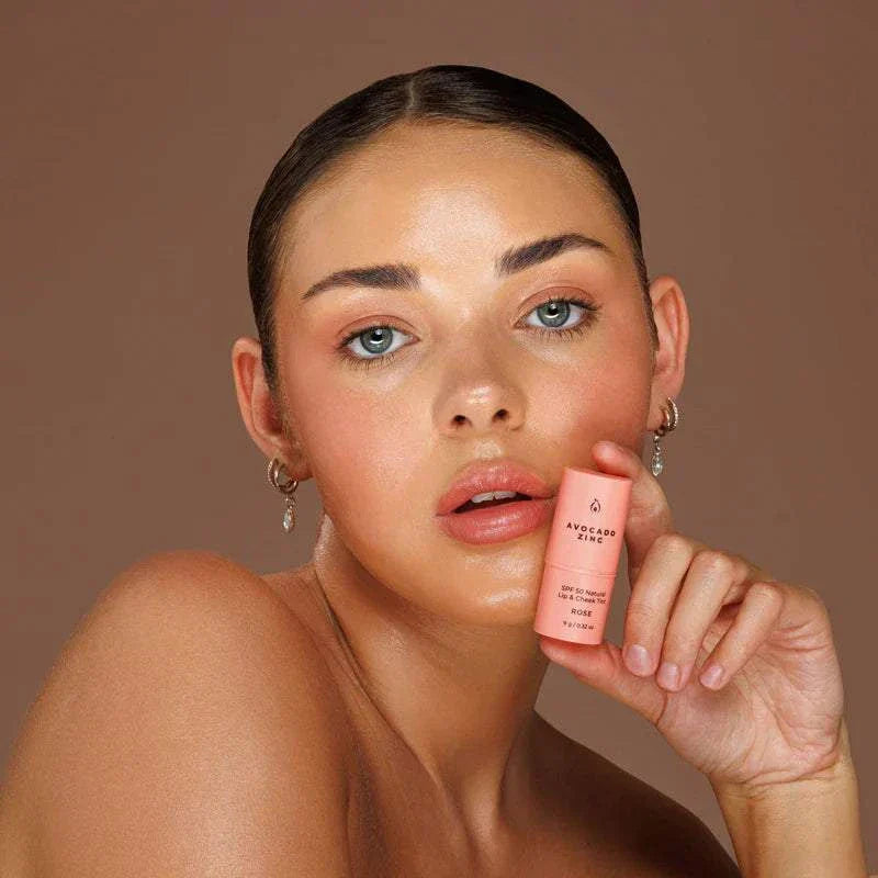 Avocado Zinc SPF 50 Natural Lip and Cheek Tint Rose