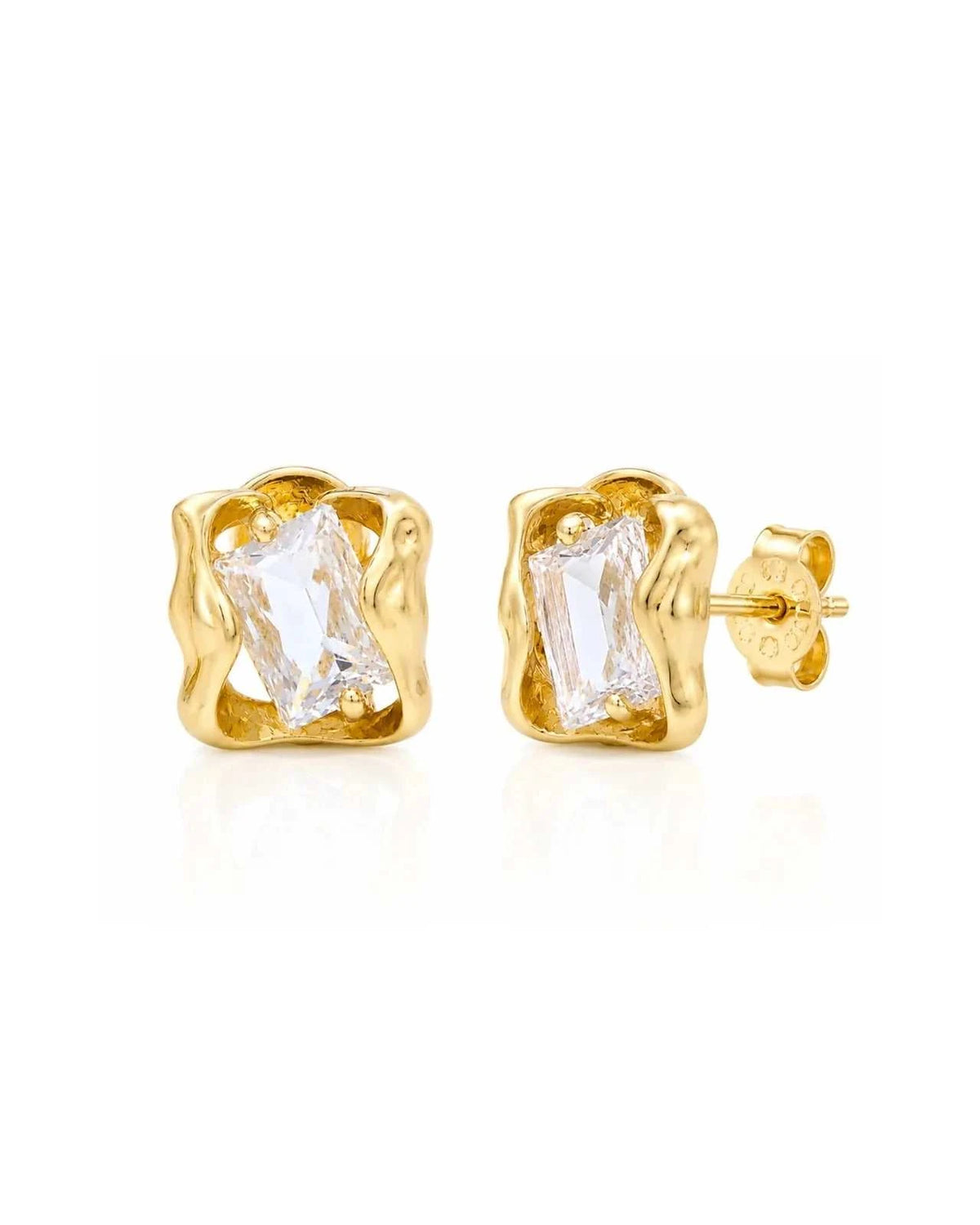 De Sur Molten Frame Earrings Gold
