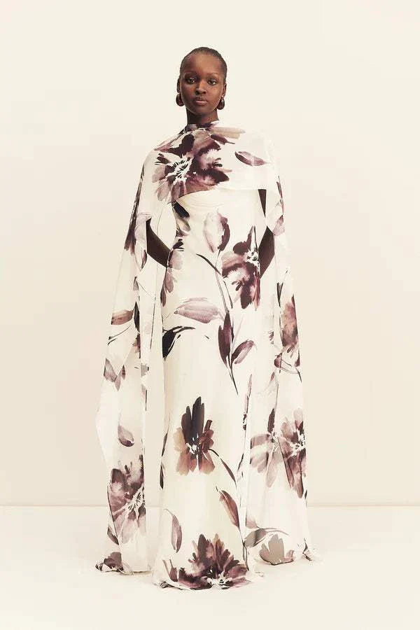 Shona Joy Marpessa Bias Maxi Dress With Scarf Berry White