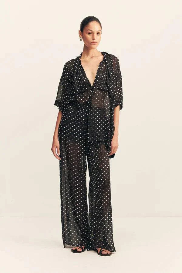 Shona Joy Houston Drawstring Pant Noir Polka
