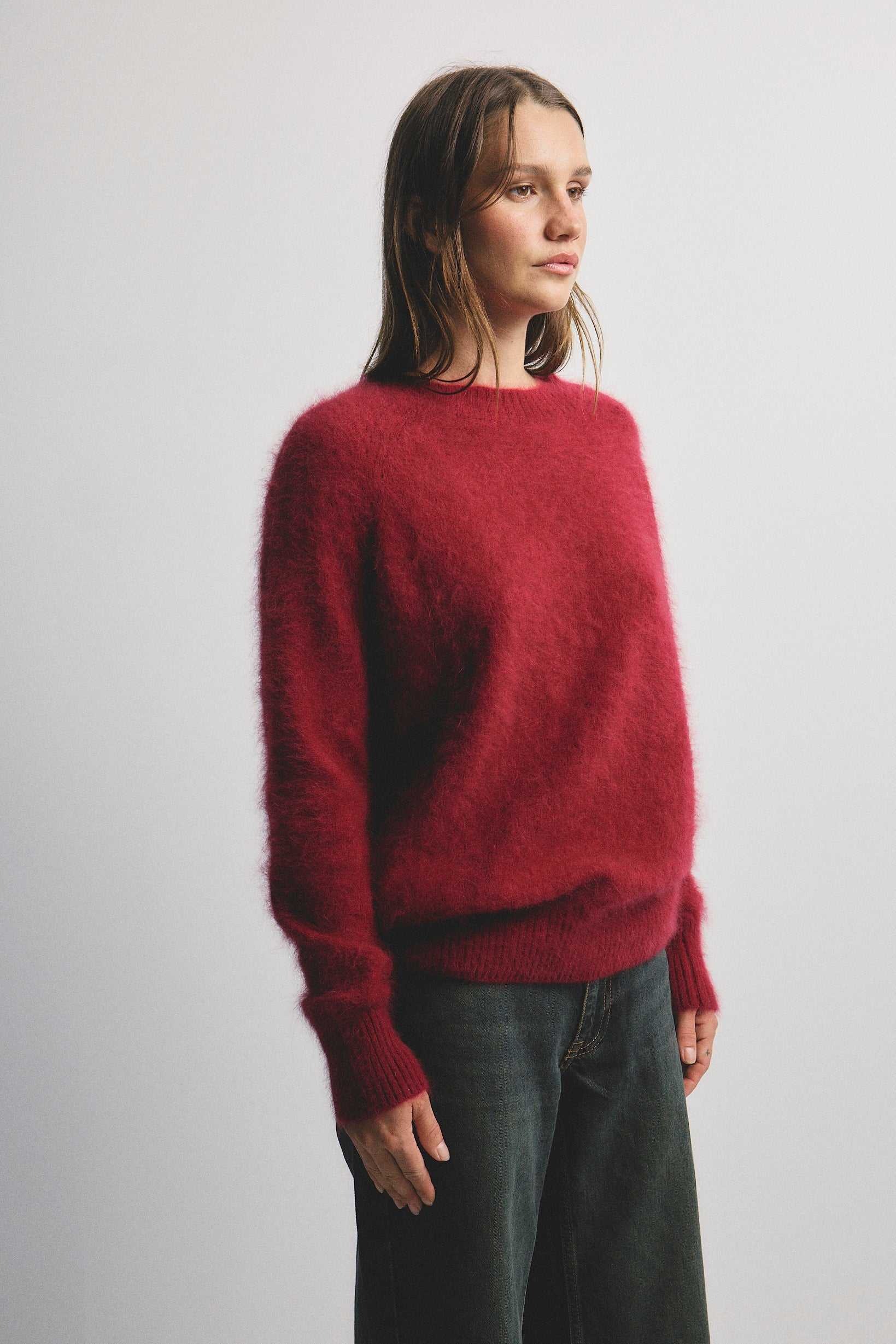 World Of Nomads Adele Cashmere Crew Neck Knit Cerise