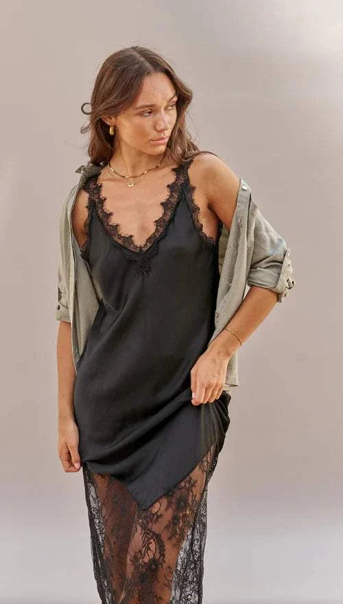 Charli Solange Slip Dress Black