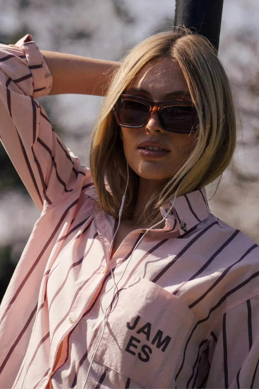 Araminta James Alpine Cotton Stripe Shirt Light Blush