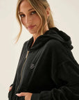 Araminta James Velour Hoodie Noir