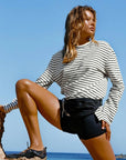 Zulu and Zephyr Jersey Long Sleeve Top Black Stripe