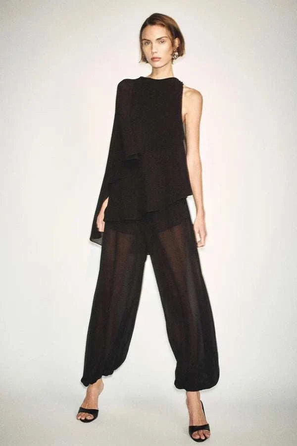 Shona Joy Sheer Harem Pant Black