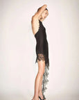 Shona Joy Eniko Lace Open Back Mini Dress Black
