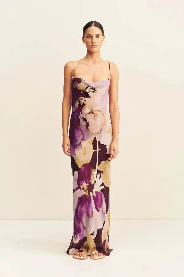 Shona Joy Gia Bias Maxi Dress Lilac Bloom