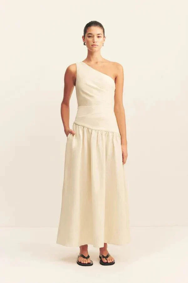 Shona Joy Gigi One Shoulder Maxi Dress Ecru