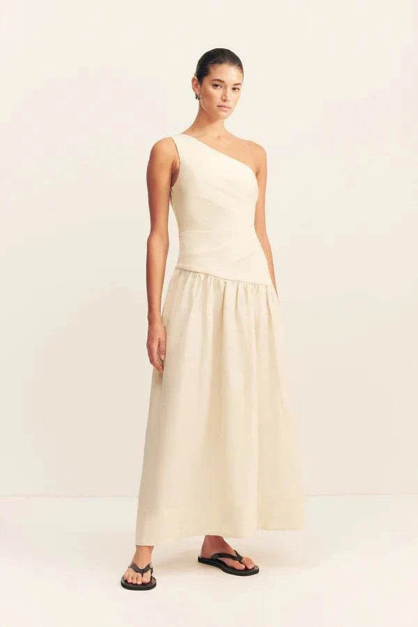 Shona Joy Gigi One Shoulder Maxi Dress Ecru