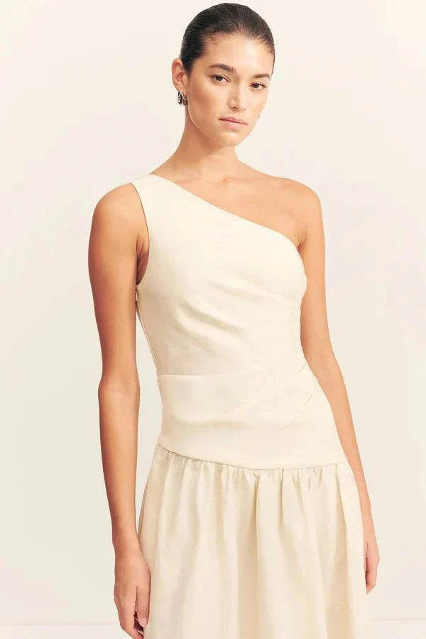 Shona Joy Gigi One Shoulder Maxi Dress Ecru