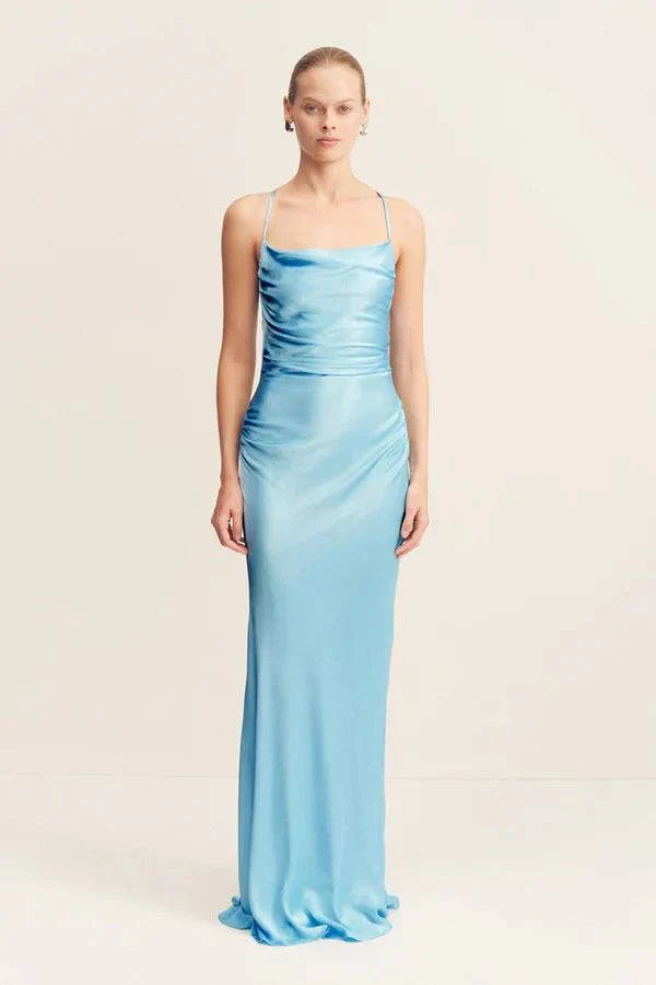 Shona Joy La Lune Lace Back Maxi Dress Iceberg Blue