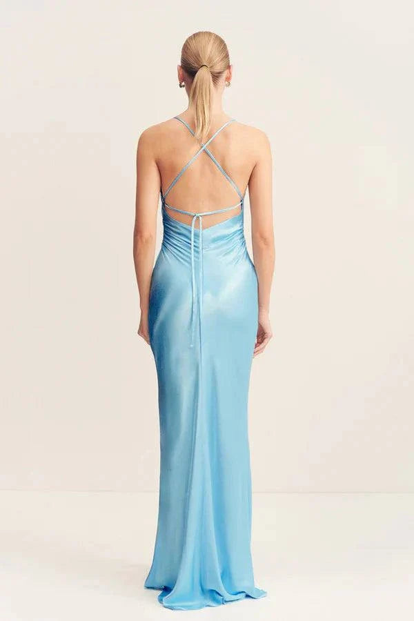 Shona Joy La Lune Lace Back Maxi Dress Iceberg Blue