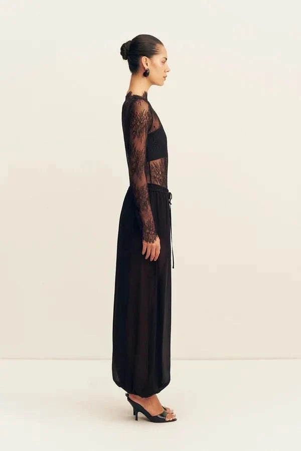 Shona Joy Lambent Lace Long Sleeve Bodysuit Black