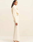 Shona Joy Crosby Wool Blend Cropped Bomber Jacket Ivory