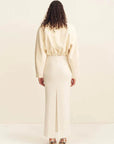 Shona Joy Crosby Wool Blend Cropped Bomber Jacket Ivory