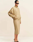 Shona Joy Ernest Faux Suede Bomber Jacket Sand