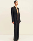 Shona Joy Benji Satin Contrast Tuxedo Blazer Black