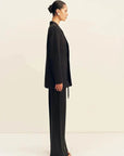 Shona Joy Benji Satin Contrast Tuxedo Blazer Black