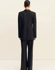 Shona Joy Benji Satin Contrast Tuxedo Blazer Black