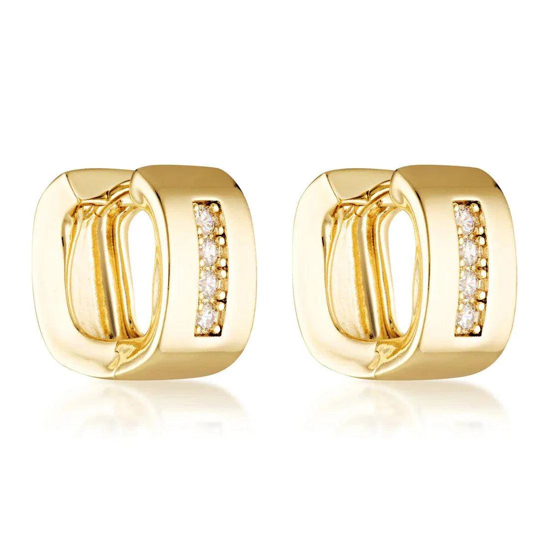 De Sur Pave Square Hoops Gold