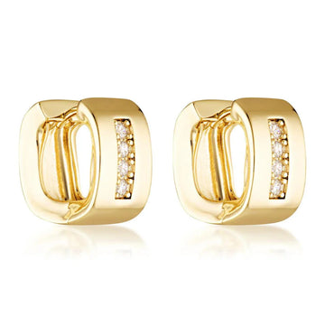 De Sur Pave Square Hoops Gold