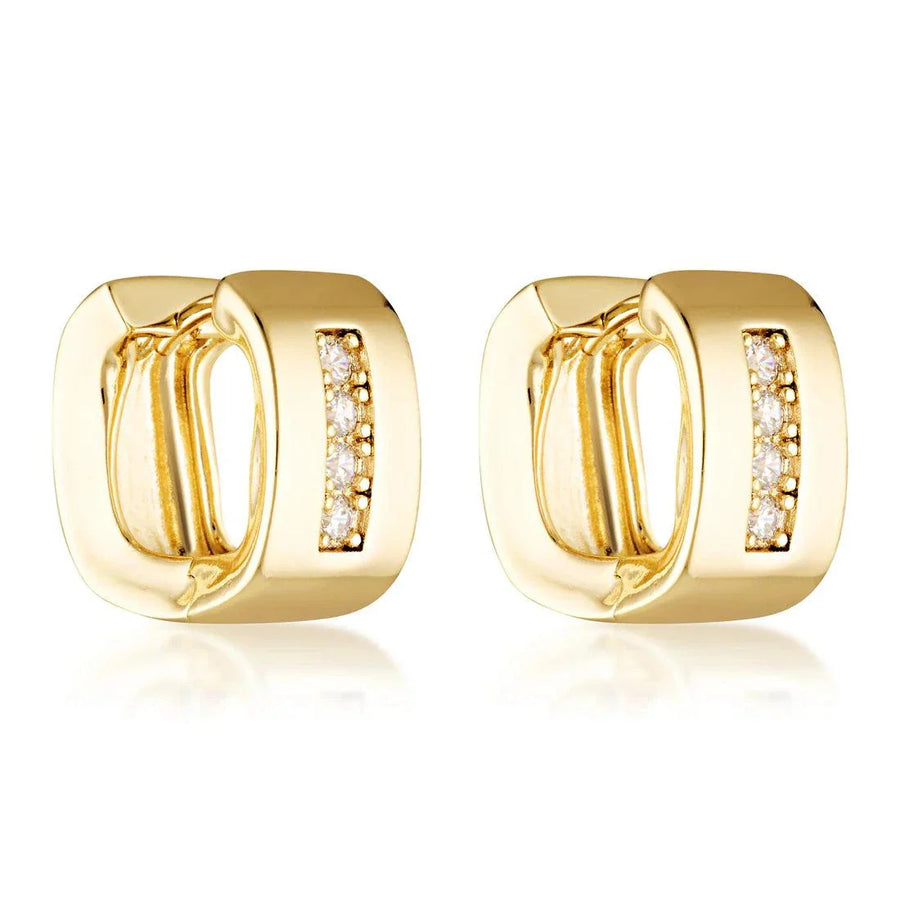 De Sur Pave Square Hoops Gold