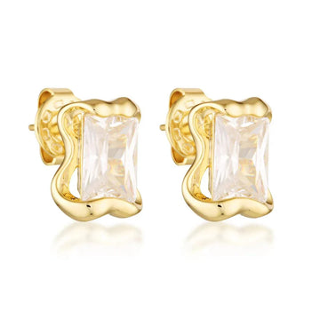 De Sur Molten CZ Earrings Gold