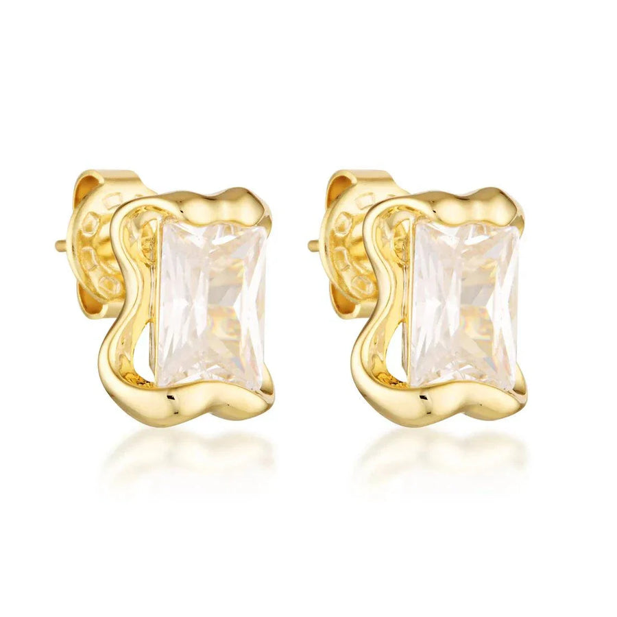 De Sur Molten CZ Earrings Gold