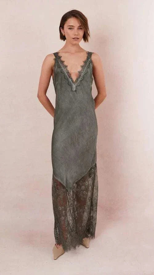 Charli Solange Slip Dress Khaki One Size