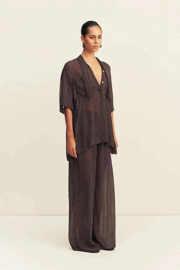 Shona Joy Maddox Short Sleeve Neck Tie Shirt Ristretto Sky