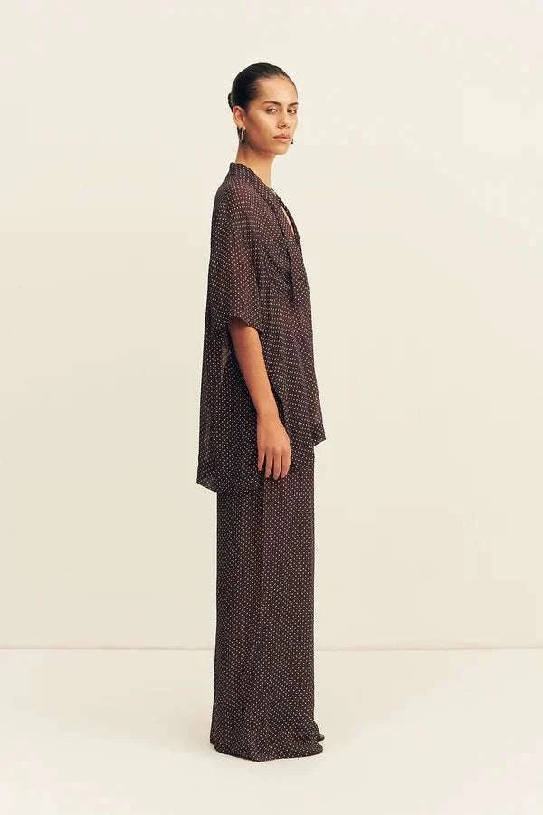 Shona Joy Maddox Short Sleeve Neck Tie Shirt Ristretto Sky