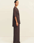 Shona Joy Maddox Short Sleeve Neck Tie Shirt Ristretto Sky