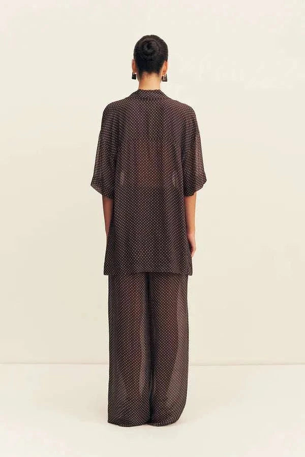 Shona Joy Maddox Short Sleeve Neck Tie Shirt Ristretto Sky