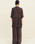 Shona Joy Maddox Short Sleeve Neck Tie Shirt Ristretto Sky