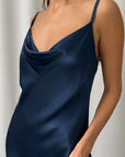 Charli Alena Satin Dress Deep Navy One Size
