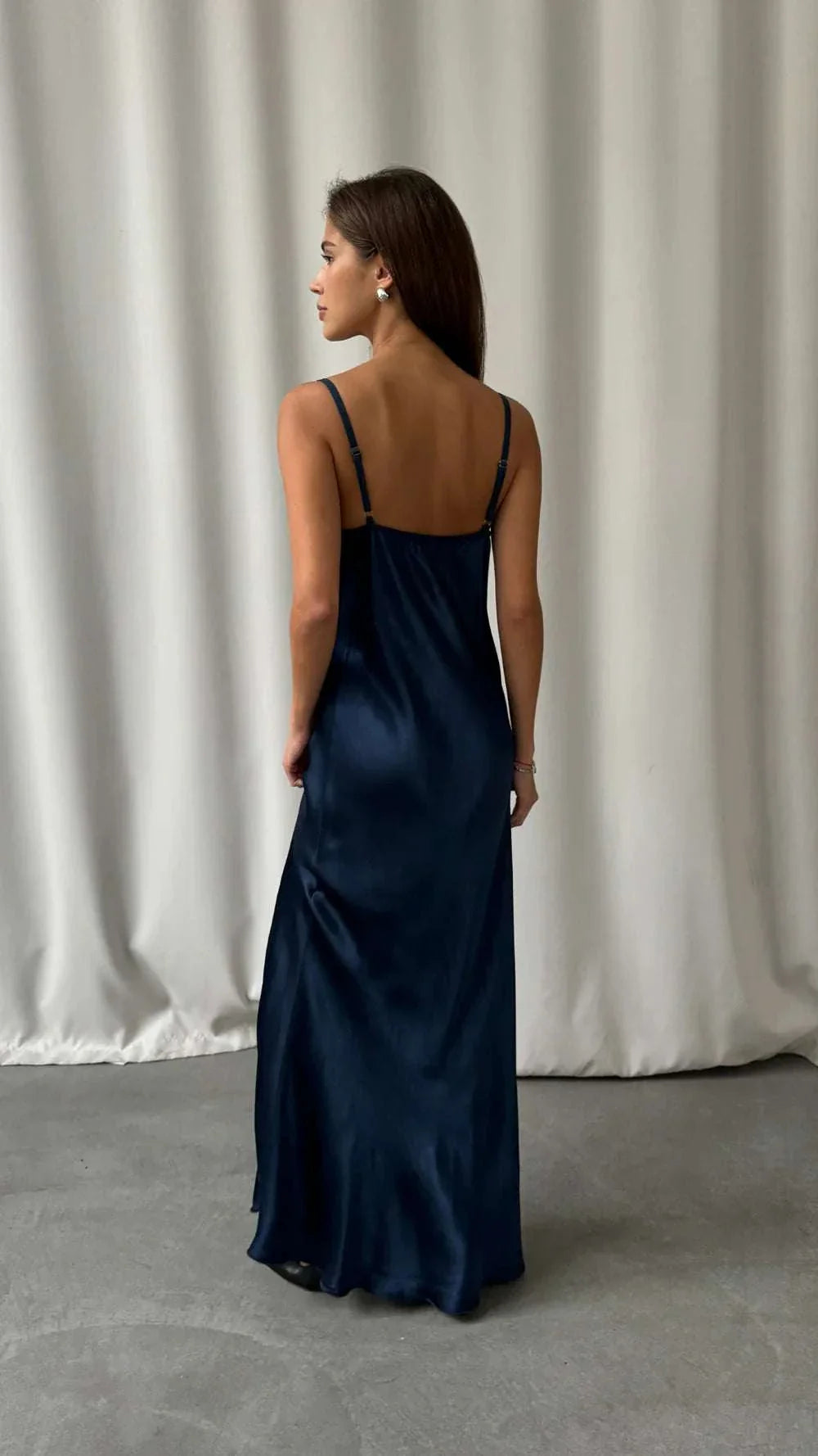 Charli Alena Satin Dress Deep Navy One Size