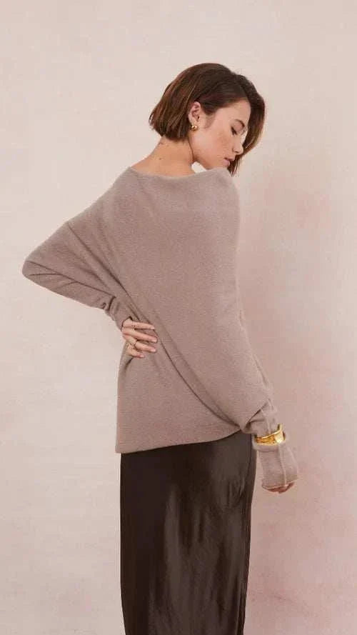 Charli Natalie Asymmetrical Sweater Smoke