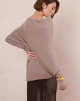 Charli Natalie Asymmetrical Sweater Smoke