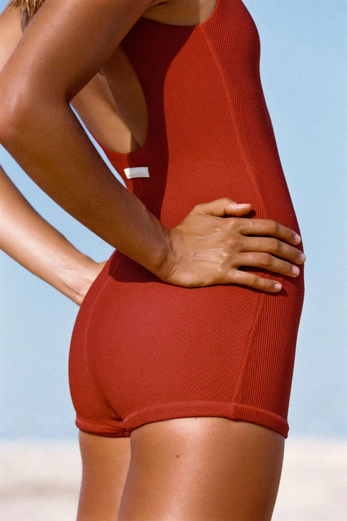 Zulu and Zephyr 2 Inch Bodysuit Red Waffle