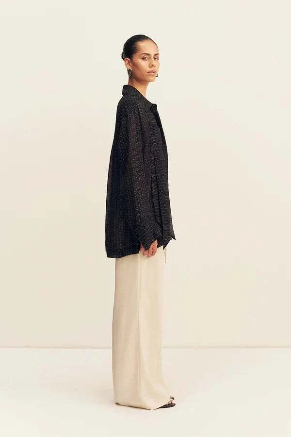 Shona Joy Irving Polka Dot Sheer Shirt Black