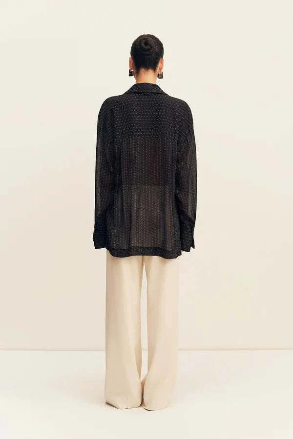 Shona Joy Irving Polka Dot Sheer Shirt Black