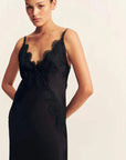 Shona Joy Simona Lace Slip Maxi Dress Black 