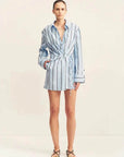 Saxon Draped Shirt Mini Dress Bather Stripe