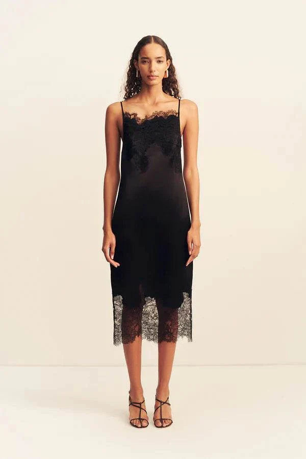 Shona Joy Lucia Lace Midi Dress Black