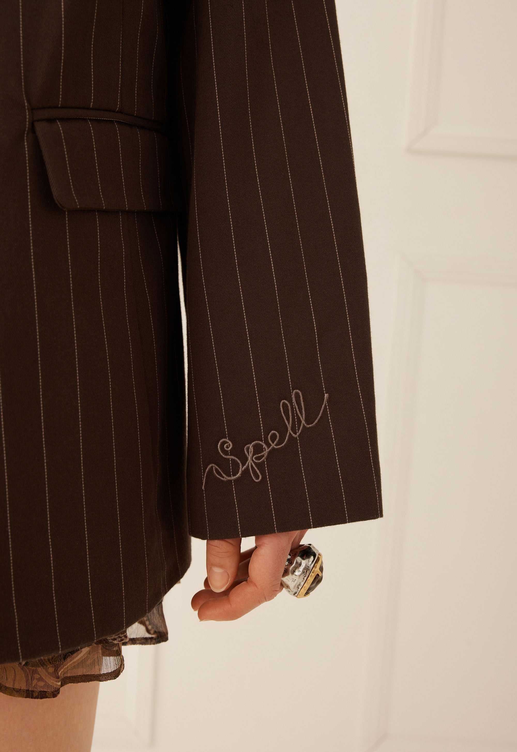 Spell 1998 Striped Blazer Espresso