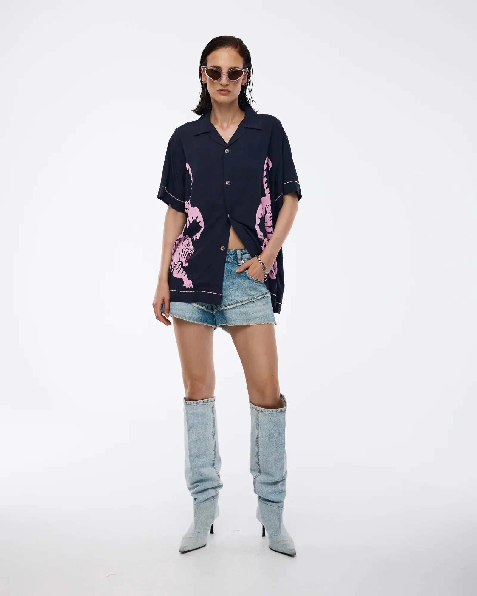 The Tales Crouching Tiger Camp Shirt Midnight