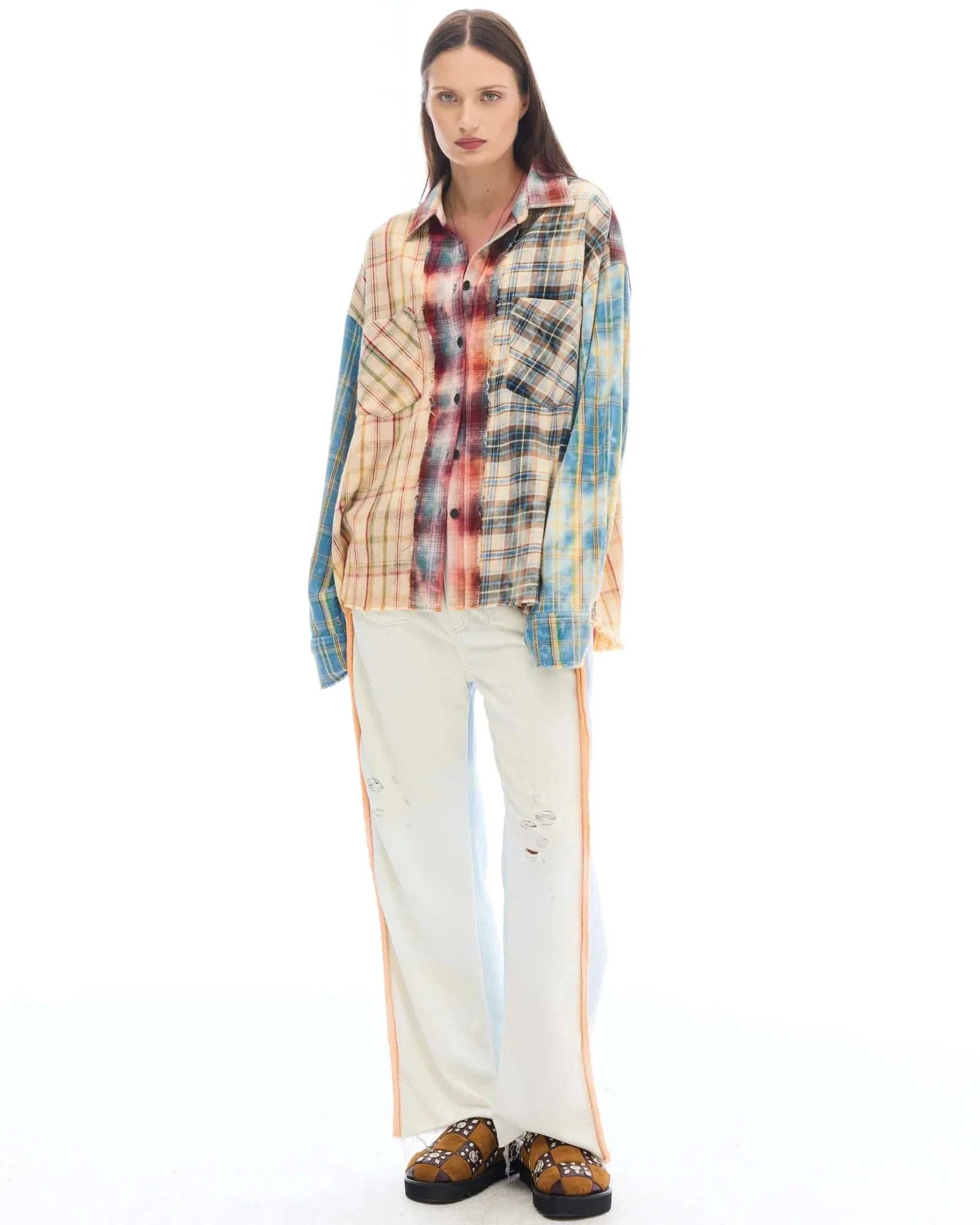 The Tales Reworked Panelled Flannel Shirt